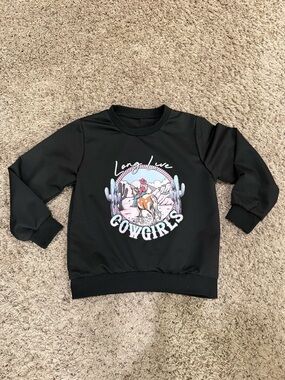 Wrangler Black Cowgirls Graphic Sweatshirt with Pastel Desert Print